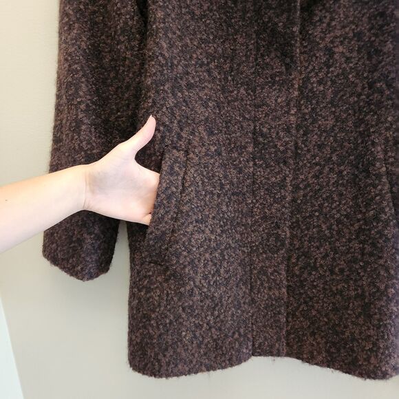 Coldwater Creek Womens M Brown Tweed Wool Blend Heavy Peacoat Jacket Academia - Picture 3 of 9